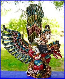 Garuda Vishnu Statue Balinese carved wood sculpture Polychrome Indonesian Art