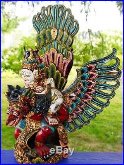 Garuda Vishnu Statue Balinese carved wood sculpture Polychrome Indonesian Art
