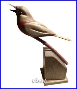 George Updegraff Carved Bird on Stand ART Sculpture California Rare Vintage