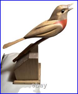 George Updegraff Carved Bird on Stand ART Sculpture California Rare Vintage