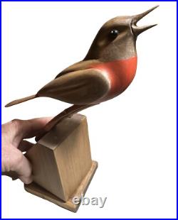 George Updegraff Carved Bird on Stand ART Sculpture California Rare Vintage