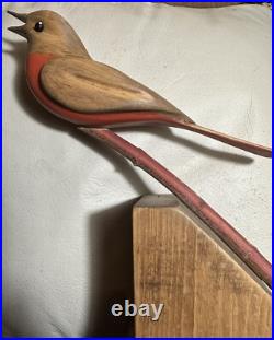 George Updegraff Carved Bird on Stand ART Sculpture California Rare Vintage