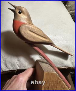 George Updegraff Carved Bird on Stand ART Sculpture California Rare Vintage
