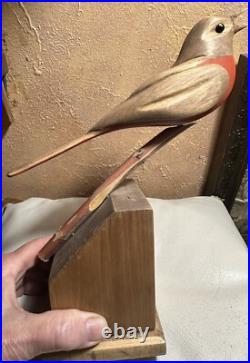 George Updegraff Carved Bird on Stand ART Sculpture California Rare Vintage