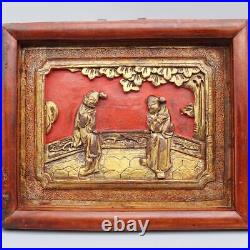 Gilded Wood Carving Door from Old Cabinet Wall Decoration Wooden Hanging Decor