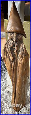 Gnome Wood Spirit Carving Carved Forest Face Wall Art Sculpture JACK LESLIN 16