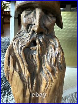 Gnome Wood Spirit Carving Carved Forest Face Wall Art Sculpture JACK LESLIN 16