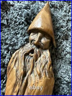 Gnome Wood Spirit Carving Carved Forest Face Wall Art Sculpture JACK LESLIN 16