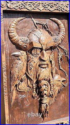 God ODIN, Scandinavian God, Celtic wood carving. Size (11 3/4 x 18 1/2)