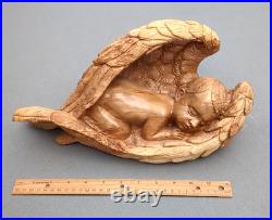 Gorgeous Olive Wood Sleeping Baby Sculpture 14 X 7