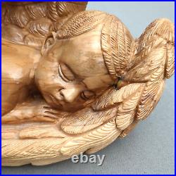 Gorgeous Olive Wood Sleeping Baby Sculpture 14 X 7