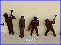 Great 9 Wpa Ashcan School Folk Art Wood Carvings Of Workers W Sledge Hammers
