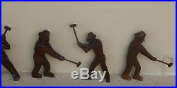 Great 9 Wpa Ashcan School Folk Art Wood Carvings Of Workers W Sledge Hammers