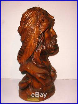 Great John Burke 15 Western Art Grizz Hunter Wood Carving Sculpture