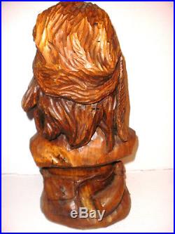 Great John Burke 15 Western Art Grizz Hunter Wood Carving Sculpture