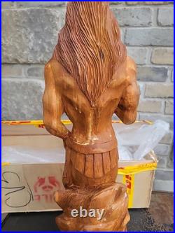 Greek God of Sea Poseidon & Trident Statue Totem Pole Solid Teak Hand Carved