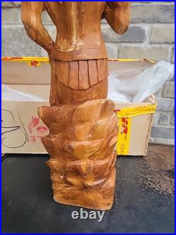 Greek God of Sea Poseidon & Trident Statue Totem Pole Solid Teak Hand Carved