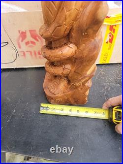 Greek God of Sea Poseidon & Trident Statue Totem Pole Solid Teak Hand Carved