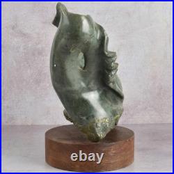 Green Stone Sculpture Unique Modernistic One of a Kind