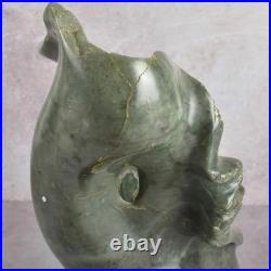 Green Stone Sculpture Unique Modernistic One of a Kind