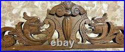 Griffin scroll leaf wood carving pediment Antique french architectural salvage