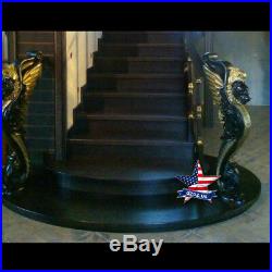 Gryphon Black gilding for stairs Wood Carved sculpture statue figure decor art
