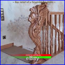 Gryphon for stairs Wood Carved 3D statue artwork decor sculpture figure decor