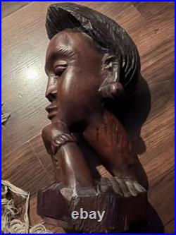 Guinea Wood Sculpture Hand Carved Statue Bust