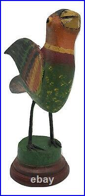 HAND CARVED COLORFUL BIRD Pennsylvania Dutch USA Wood Folk Art Ben Hoover