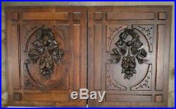 HAND CARVED WOOD PANEL ANTIQUE FRENCH Mahogany SALVAGED CARVING Rare