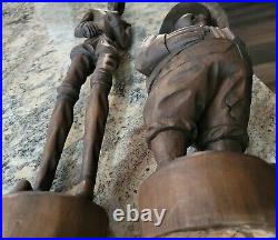 HUGE 24 Don Quixote and 15 Sancho carved hand Wood Sculptures Mexico/Spain
