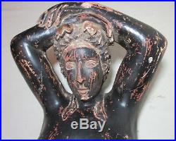HUGE antique 1800's carved gilt wood architectural salvage nude lady sculpture