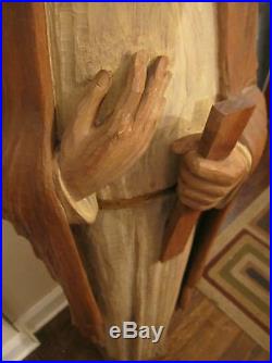 HUGE vintage hand carved solid wood life size saint Joseph Jesus icon sculpture