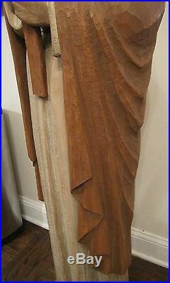 HUGE vintage hand carved solid wood life size saint Joseph Jesus icon sculpture
