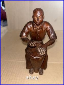 Haitian Vintage Mahogany Man Playing Drums Sculpture 5 Mid-Century Hand-Carved