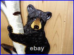 Hand Carved 2 BLACK BEAR CUBS in BIRCH TREE Wall Art Wood Carving chainsaw cabin Hand Carved 2 BLACK BEAR CUBS in BIRCH TREE Wall Art Wood Carving chainsaw cabin