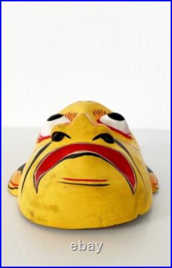 Hand Carved 5 inch Wooden Yellow Color Ceylon Traditional Wall decor Sanni Mask