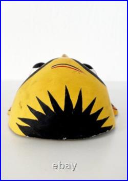 Hand Carved 5 inch Wooden Yellow Color Ceylon Traditional Wall decor Sanni Mask