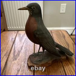 Hand Carved 7 American Robin Decoy (Frank Finney Style)