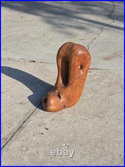 Hand Carved Abstract Art Boot Foot Olive Wood Unsigned Burl Wood 21.5 Lbs 22