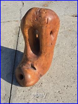 Hand Carved Abstract Art Boot Foot Olive Wood Unsigned Burl Wood 21.5 Lbs 22