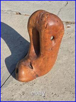 Hand Carved Abstract Art Boot Foot Olive Wood Unsigned Burl Wood 21.5 Lbs 22