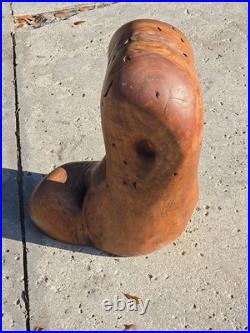 Hand Carved Abstract Art Boot Foot Olive Wood Unsigned Burl Wood 21.5 Lbs 22