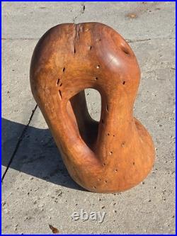 Hand Carved Abstract Art Boot Foot Olive Wood Unsigned Burl Wood 21.5 Lbs 22