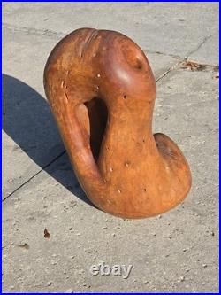 Hand Carved Abstract Art Boot Foot Olive Wood Unsigned Burl Wood 21.5 Lbs 22