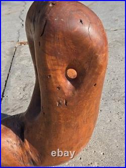 Hand Carved Abstract Art Boot Foot Olive Wood Unsigned Burl Wood 21.5 Lbs 22