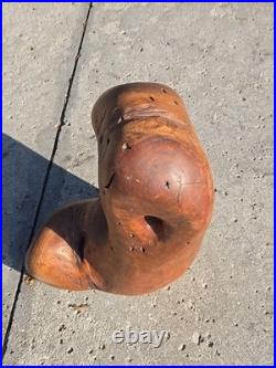 Hand Carved Abstract Art Boot Foot Olive Wood Unsigned Burl Wood 21.5 Lbs 22