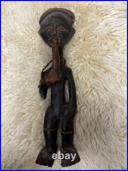 Hand Carved African Wood Figure Standing Male Tribal Art Statue Vintage 15in
