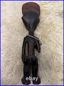 Hand Carved African Wood Figure Standing Male Tribal Art Statue Vintage 15in