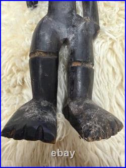 Hand Carved African Wood Figure Standing Male Tribal Art Statue Vintage 15in